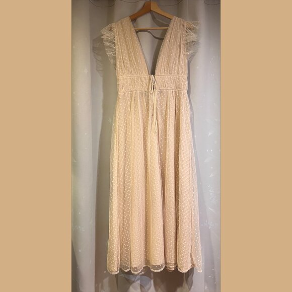 Coquette Lulus Yours Evermore Cream Swiss Dot Ruffled Dress Size Large - Picture 1 of 3
